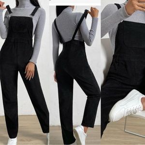 SHEIN- Black Corduroy Overalls, NWOT, L